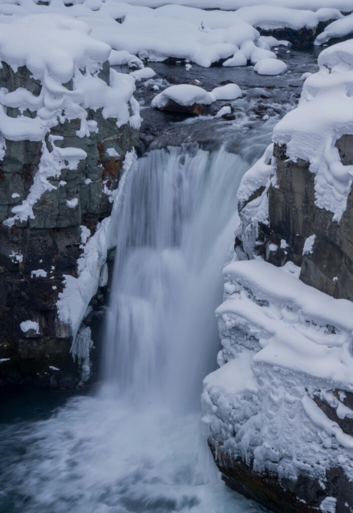 Waterfall on Stream in Winter